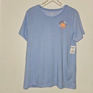 NEW Pumpkin Spice & Everything Nice Blue Tee Women's Large 12-14 Fall Halloween